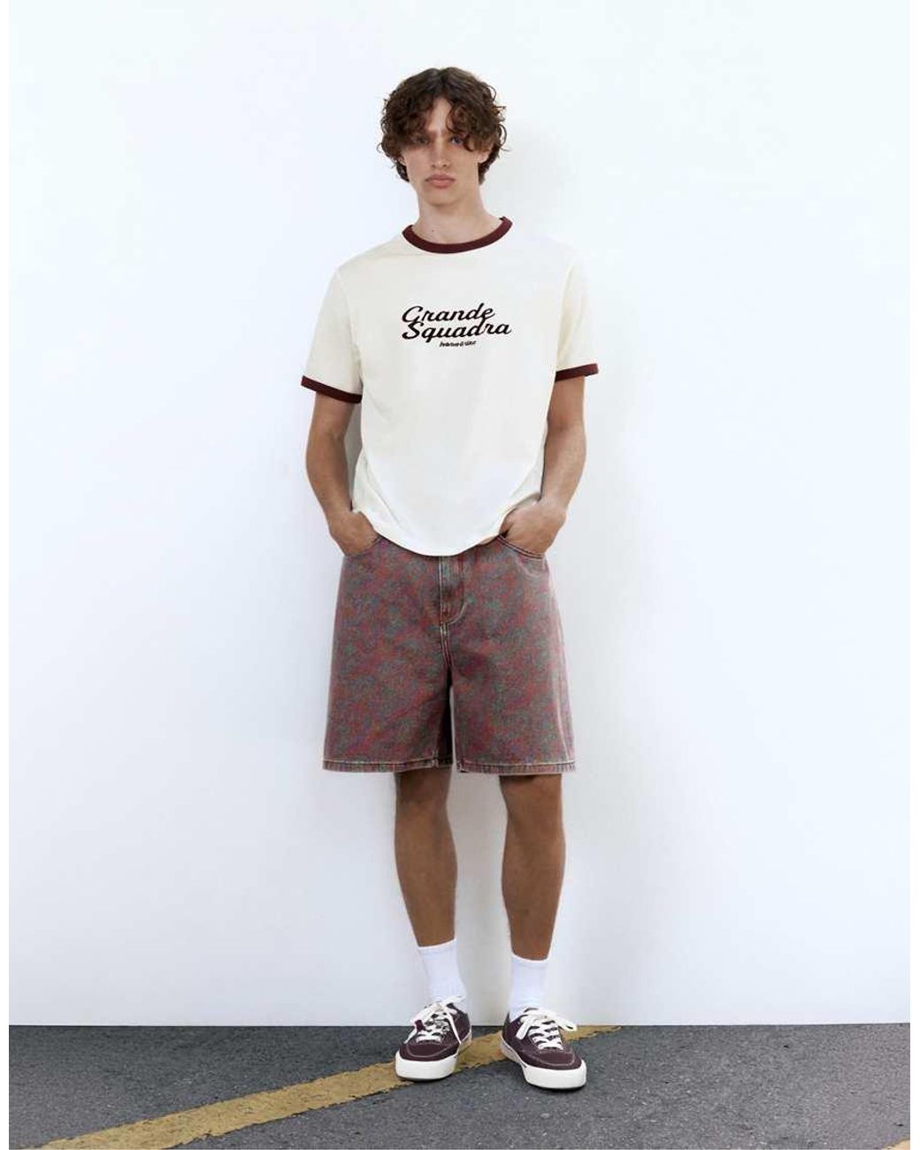 Pull&Bear White Grande Squadra T-shirt for men