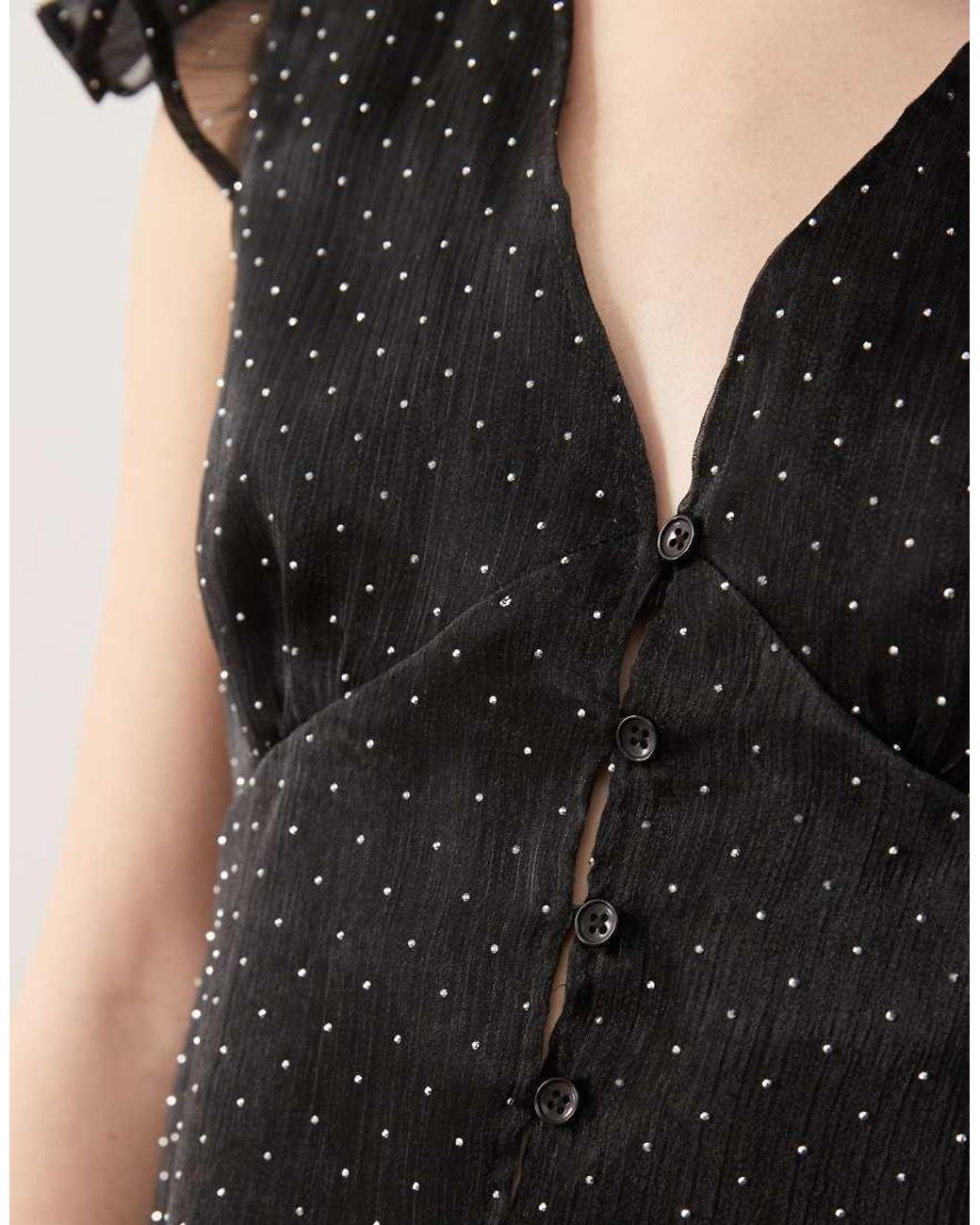 Reclaimed Vintage Black Chiffon Tea Top With Flutter Sleeve And Scarf