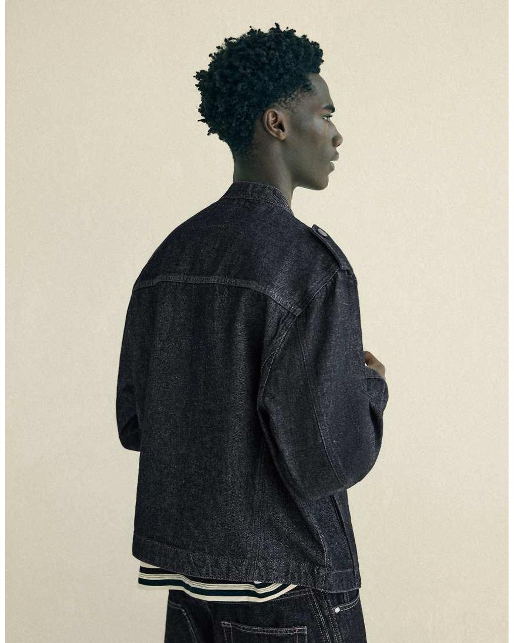 Bershka Blue Denim Shirt With Buttons for men
