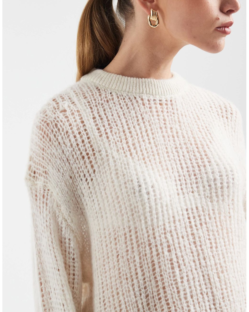 ASOS White – weitmaschiger strickpullover