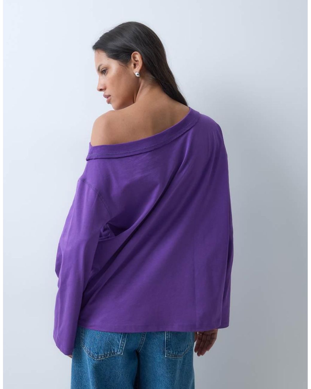 ASOS Purple Washed One Shoulder Sweatshirt