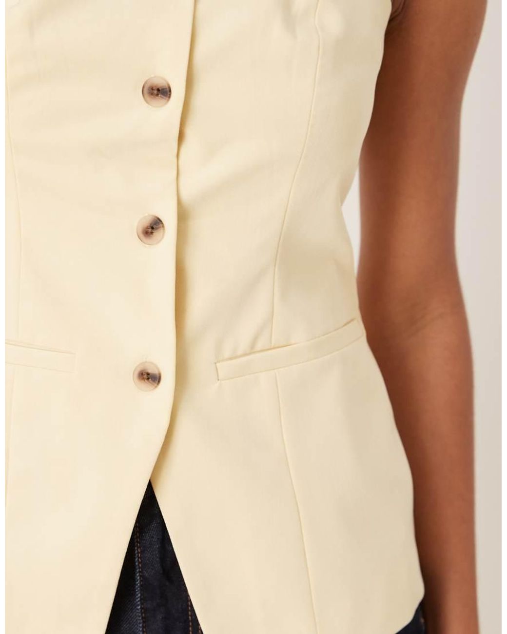 Vila Natural Mix & Match Bandeau Tailored Waistcoat Co-ord