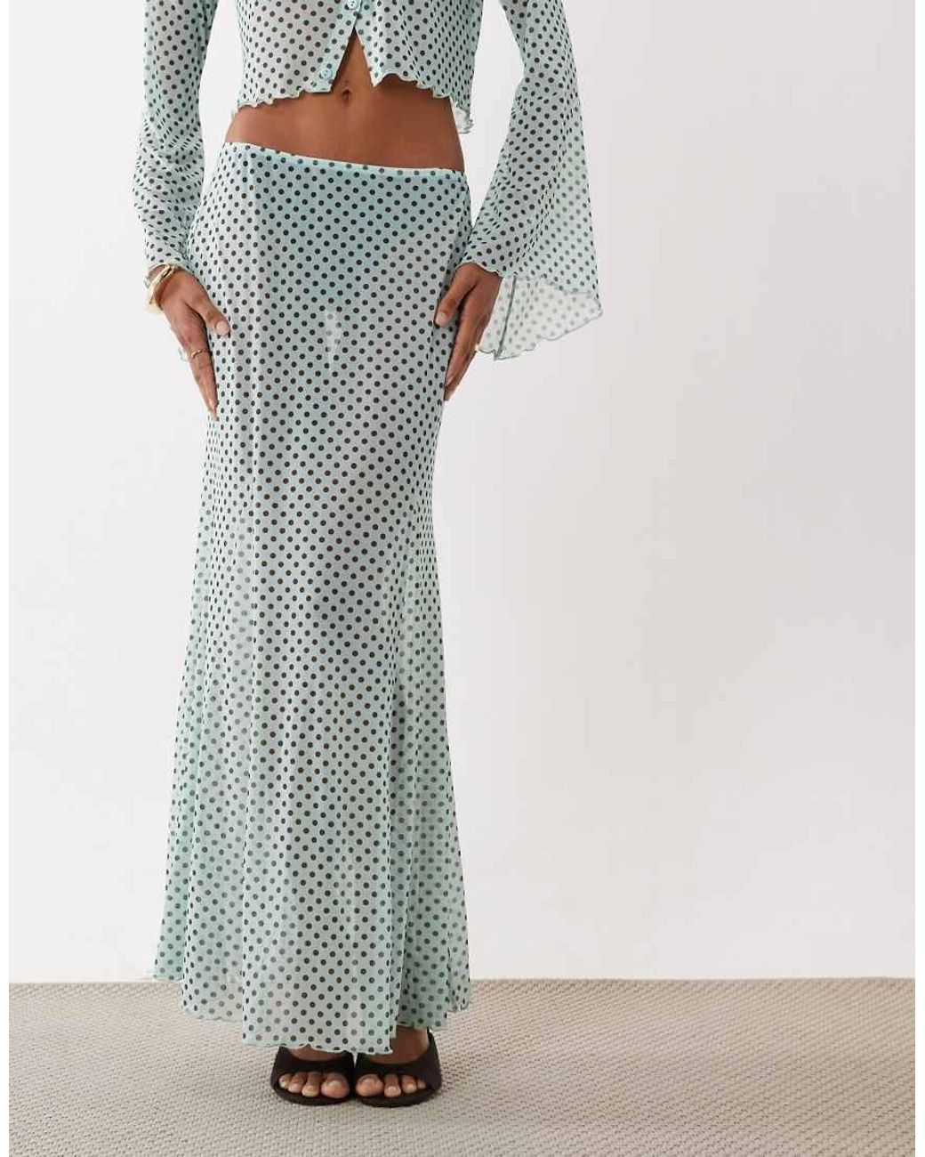 ASOS White Mesh Printed Maxi Skirt