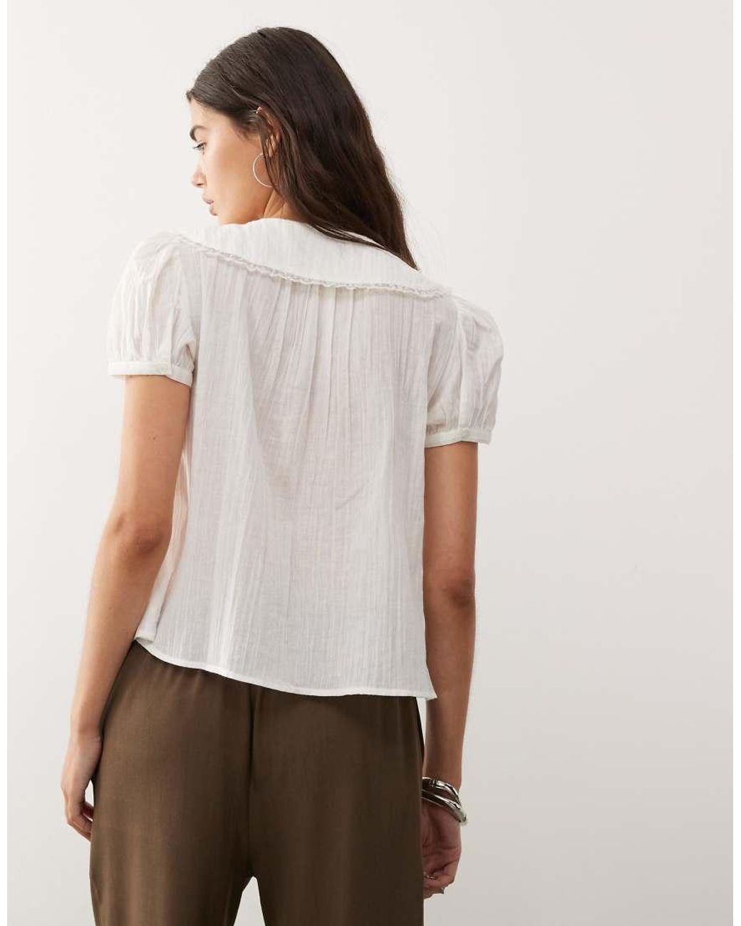 Reclaimed Vintage White Soft Shirt With Peter Pan Collar