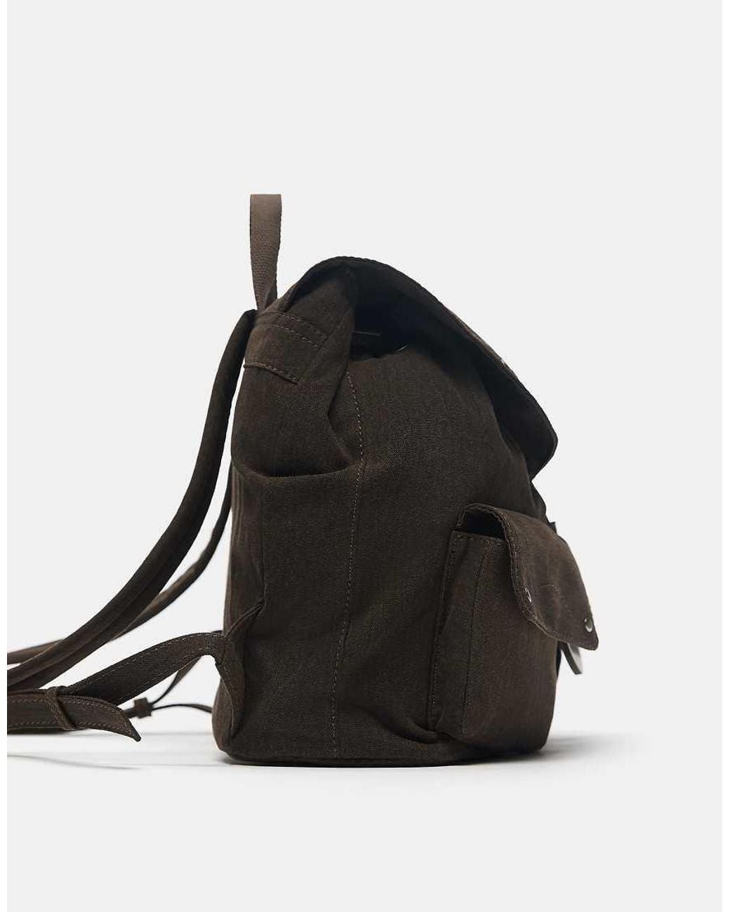 Pull&Bear Black Buckle Pocket Backpack