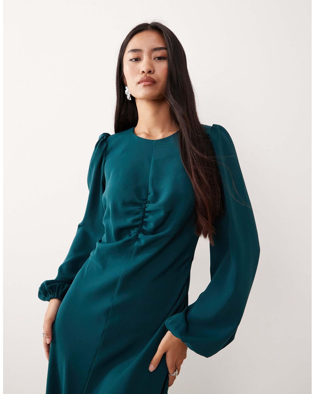 Nobody's Child Blair Ruched Front Midaxi Dress in Blue | Lyst