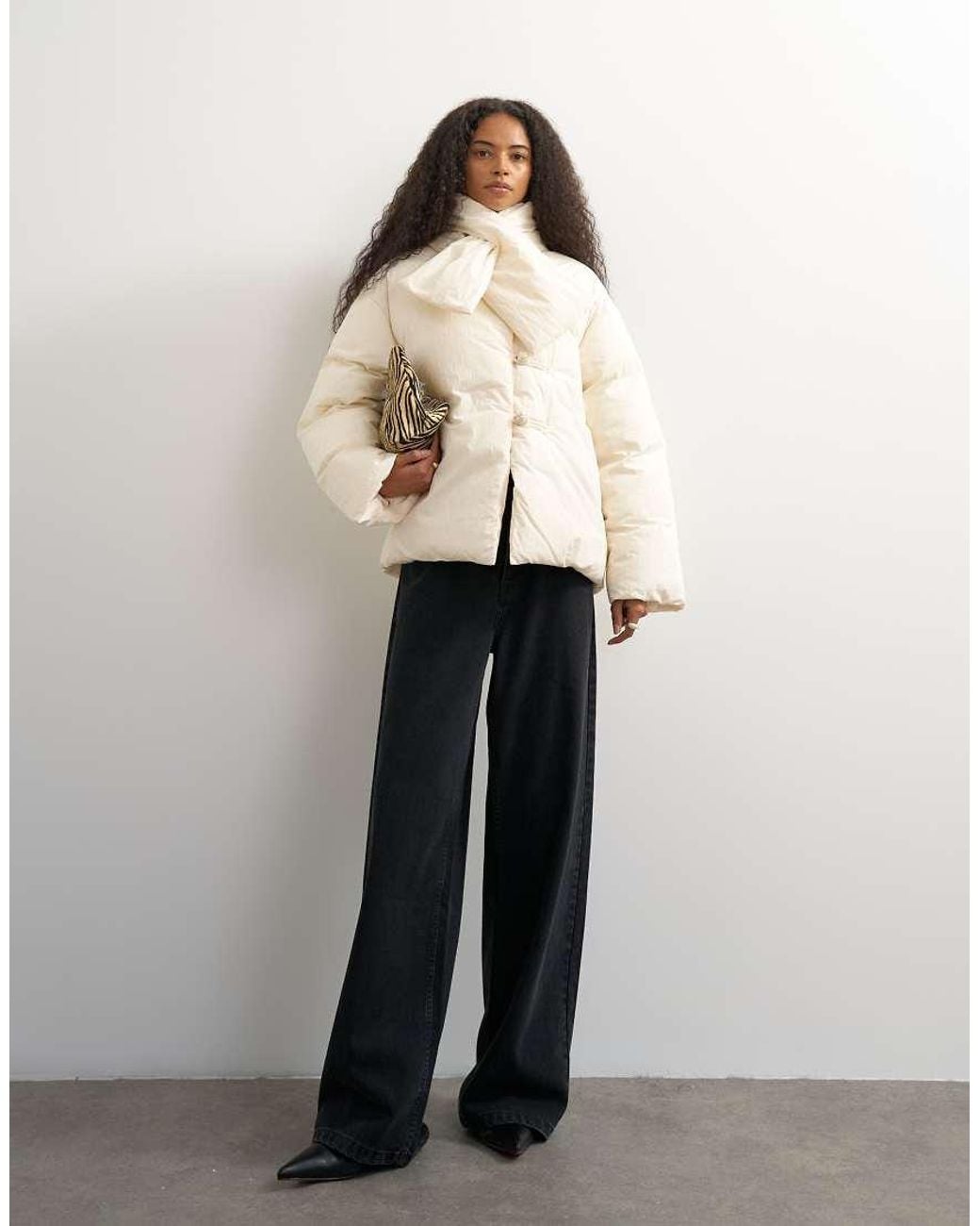TOPSHOP Natural Pillow Scarf Puffer Jacket