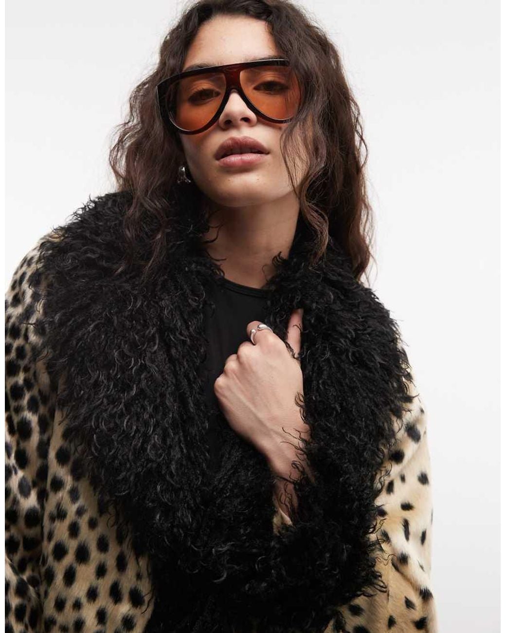 Reclaimed Vintage Multicolor Faux Fur Mix Trim Coat