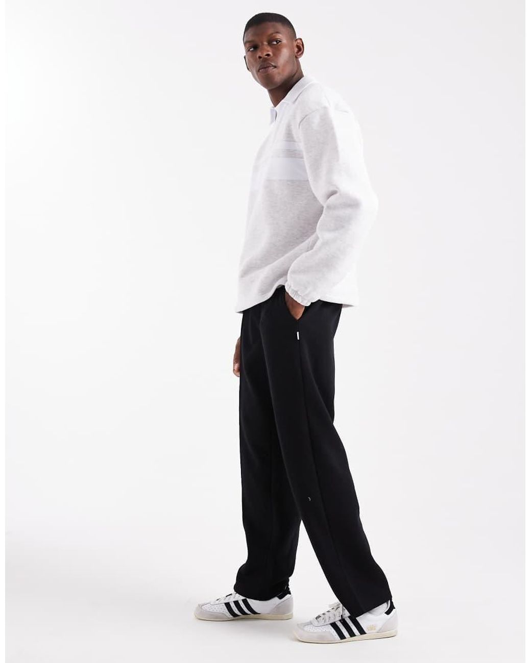 Jack & Jones Black Wide Leg Jogger With Pintuck for men