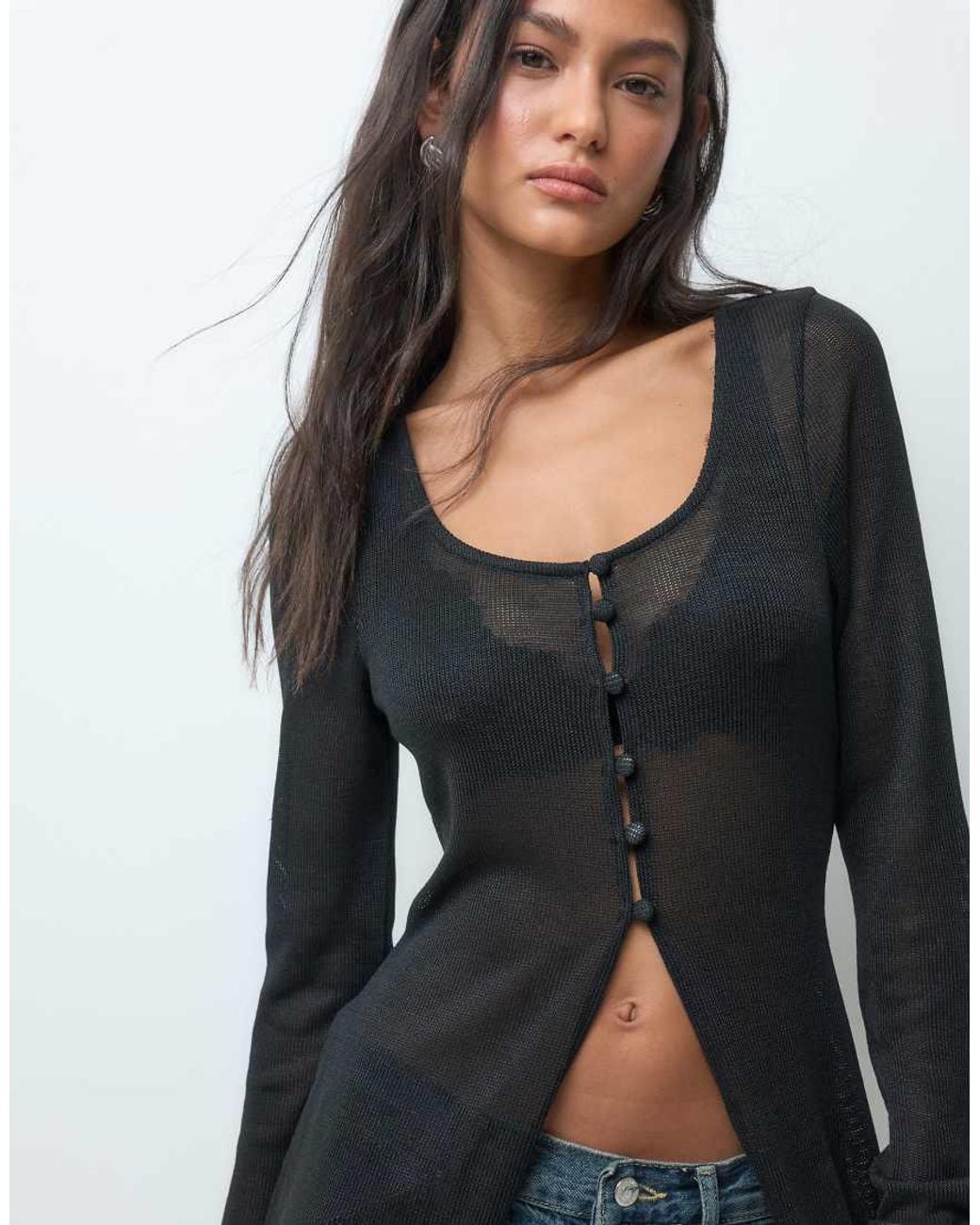 ASOS Blue Button Up Longline Cardigan