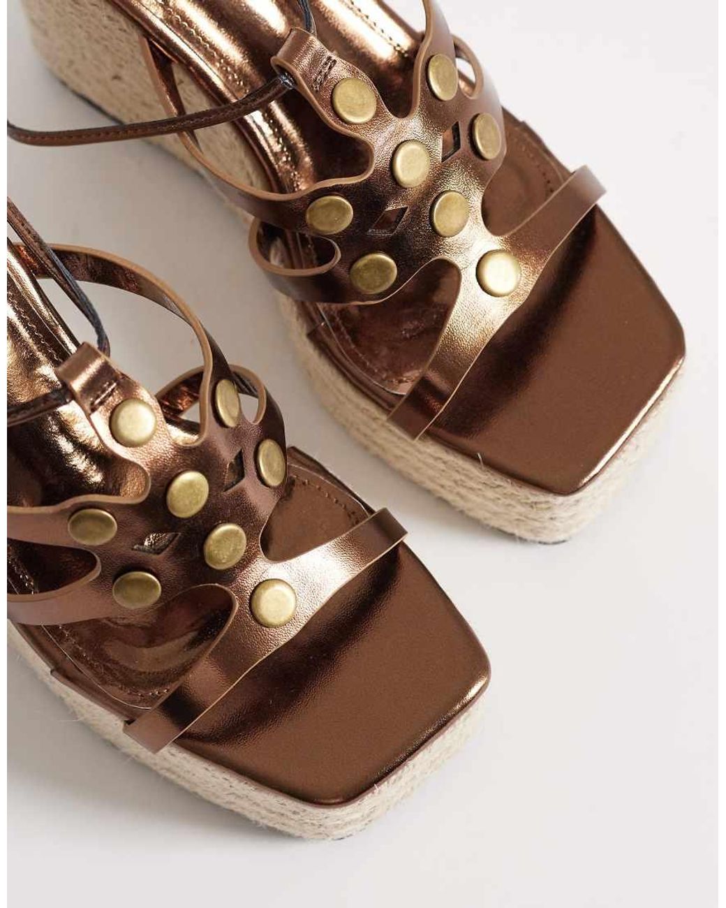Public Desire Metallic Dorothy Espadrille Wedge Sandals