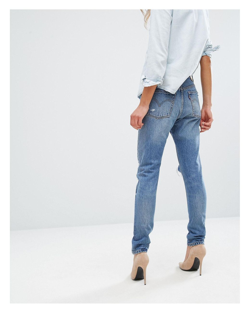 Levi's 501 Skinny Jeans Ripped Knees in Blue | Lyst UK