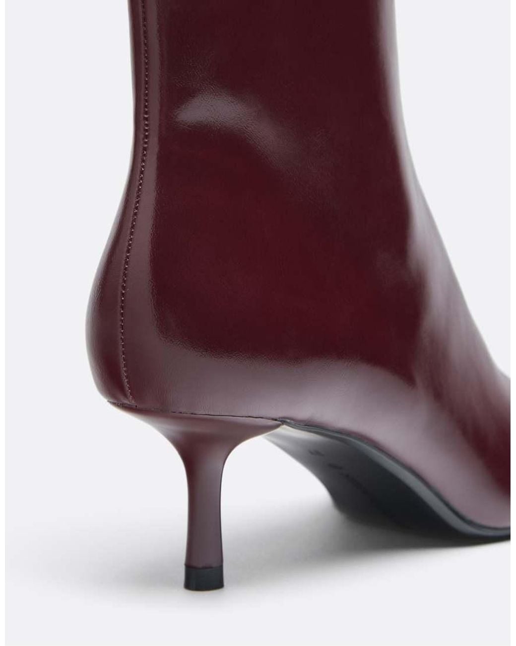 Stradivarius Purple Croc-effect Kitten Heel Ankle Boots