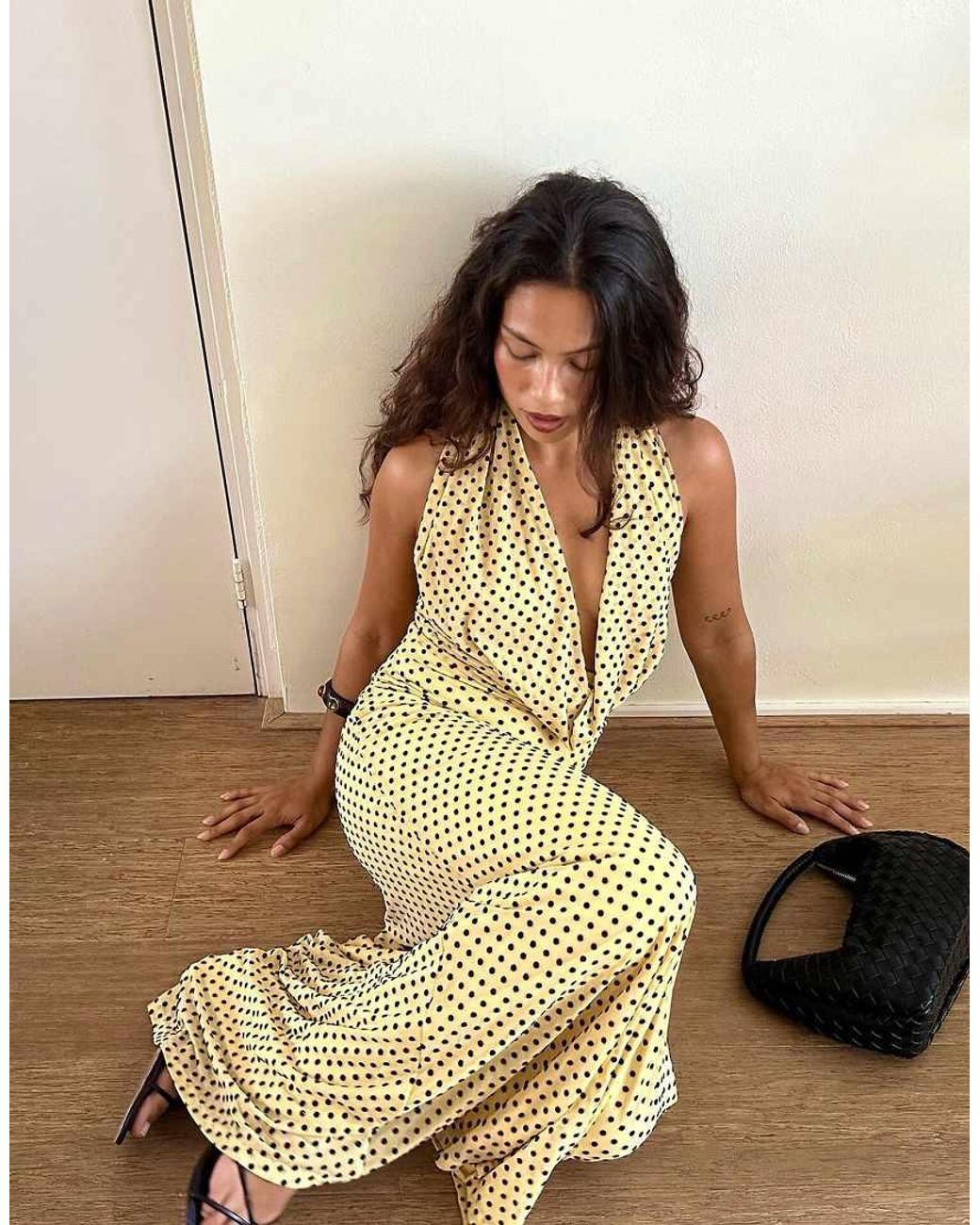 NA-KD Yellow Halterneck Maxi Dress