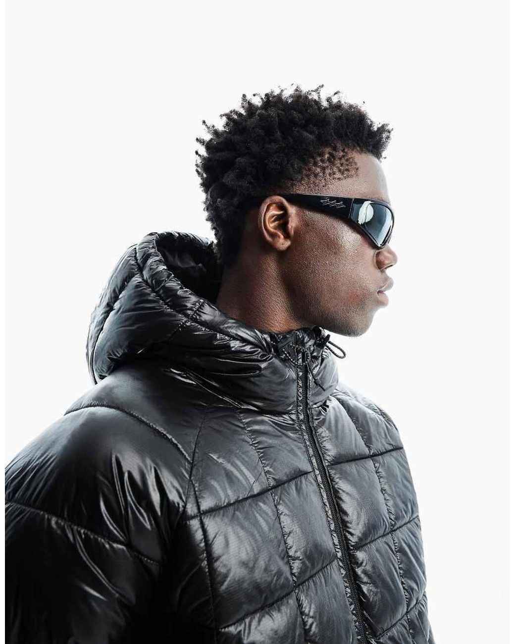 Bershka Gray Grid Quilted Jacket for men