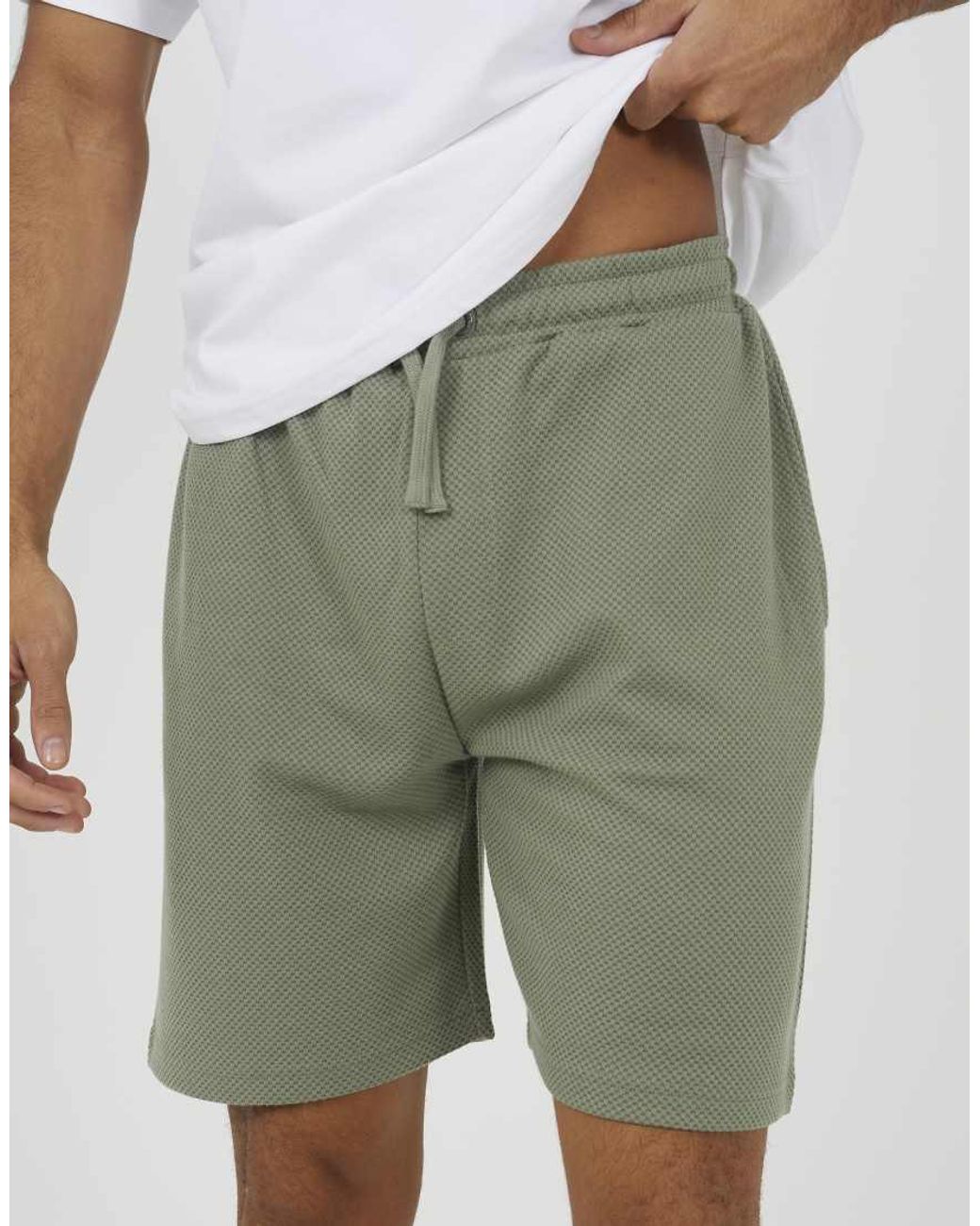Brave Soul Green Textured Longline Shorts for men