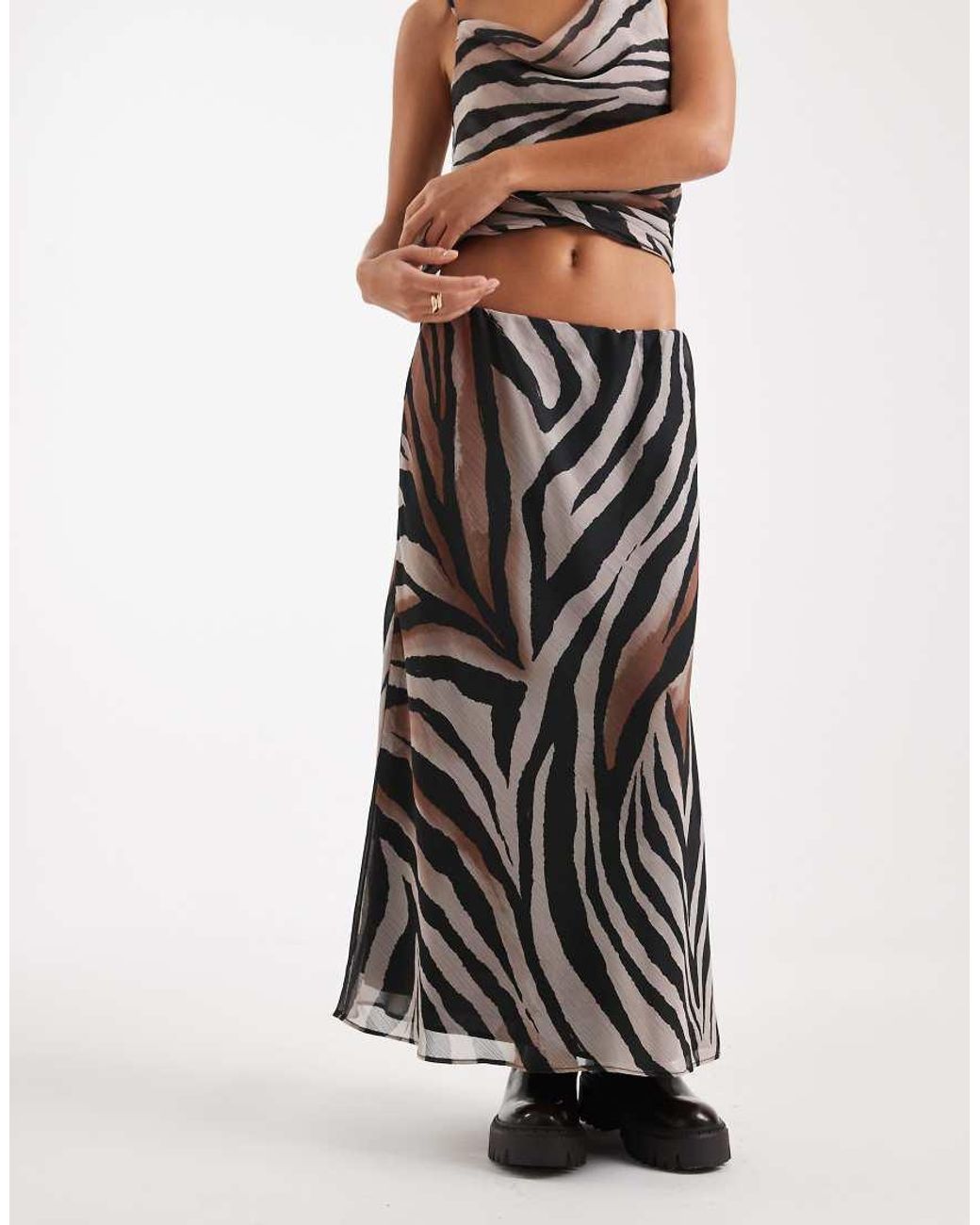 Miss Selfridge White Chiffon Bias Cut Maxi Skirt Co-Ord