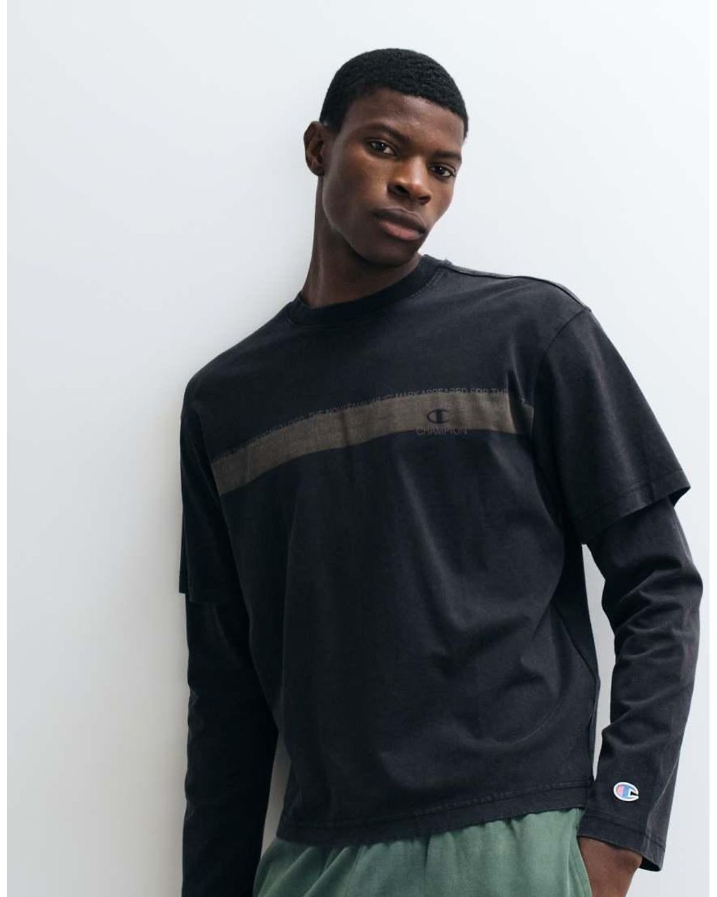 Champion Blue Future Memories Oversized Long Sleeved T-Shirt for men