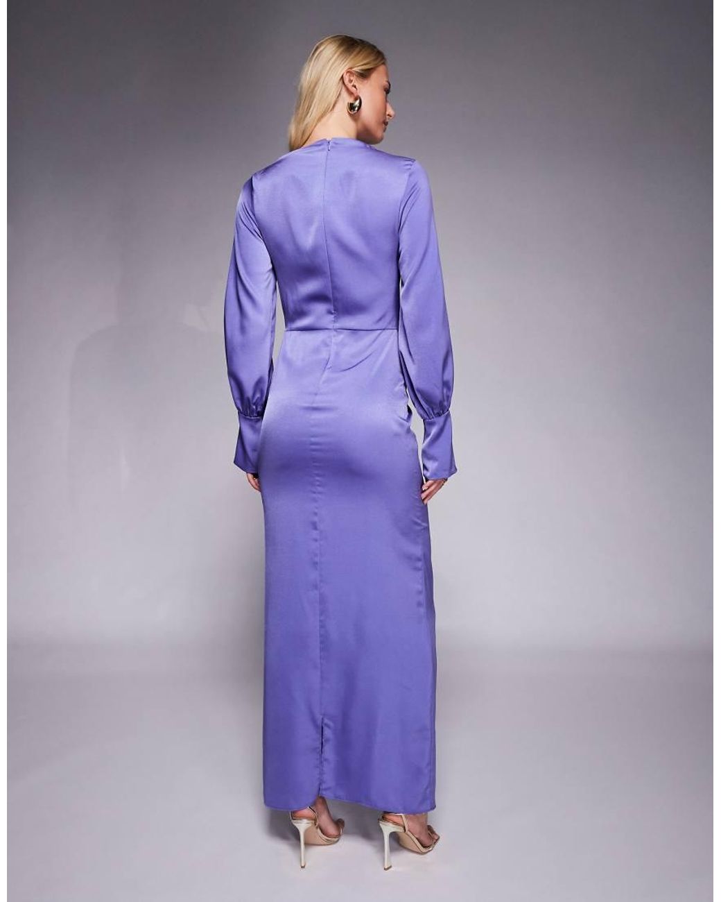 ASOS Purple Asos Design Tall Twist Front Bias Satin Maxi Dress With Hardware