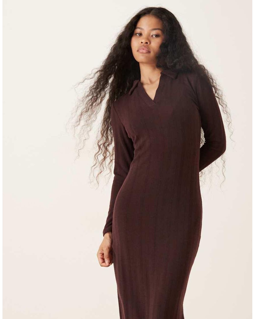 JDY Petite Red Knitted Polo Maxi Dress