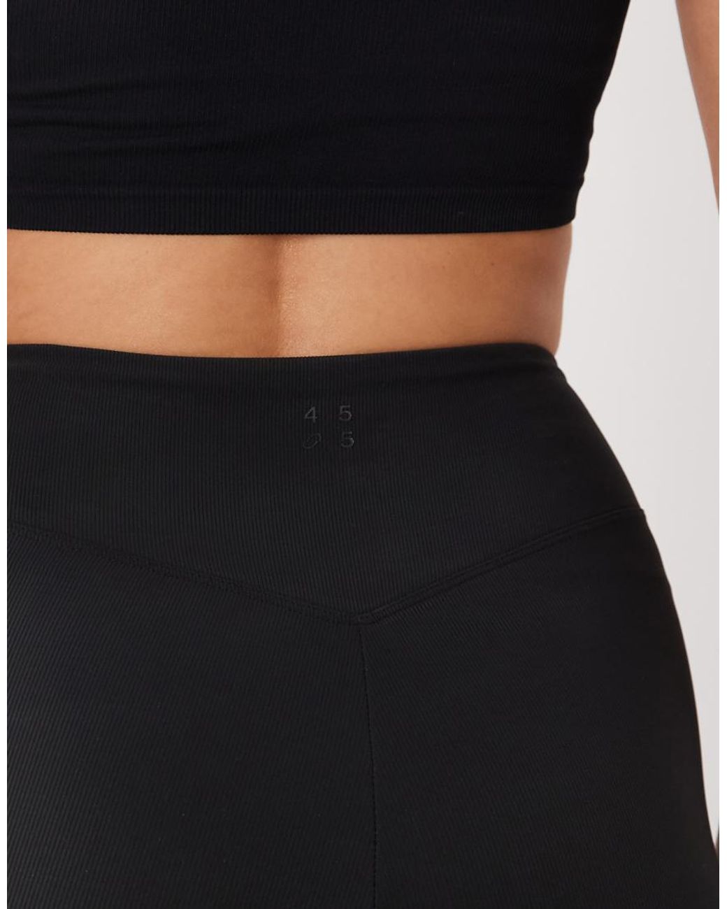 4505 White Micro Rib High Waist Slim Kick Yoga Legging With Side Split