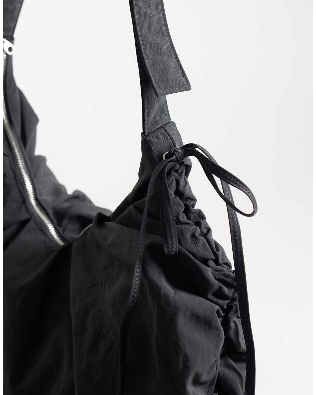 Weekday Black Ruched Cross Body Bag