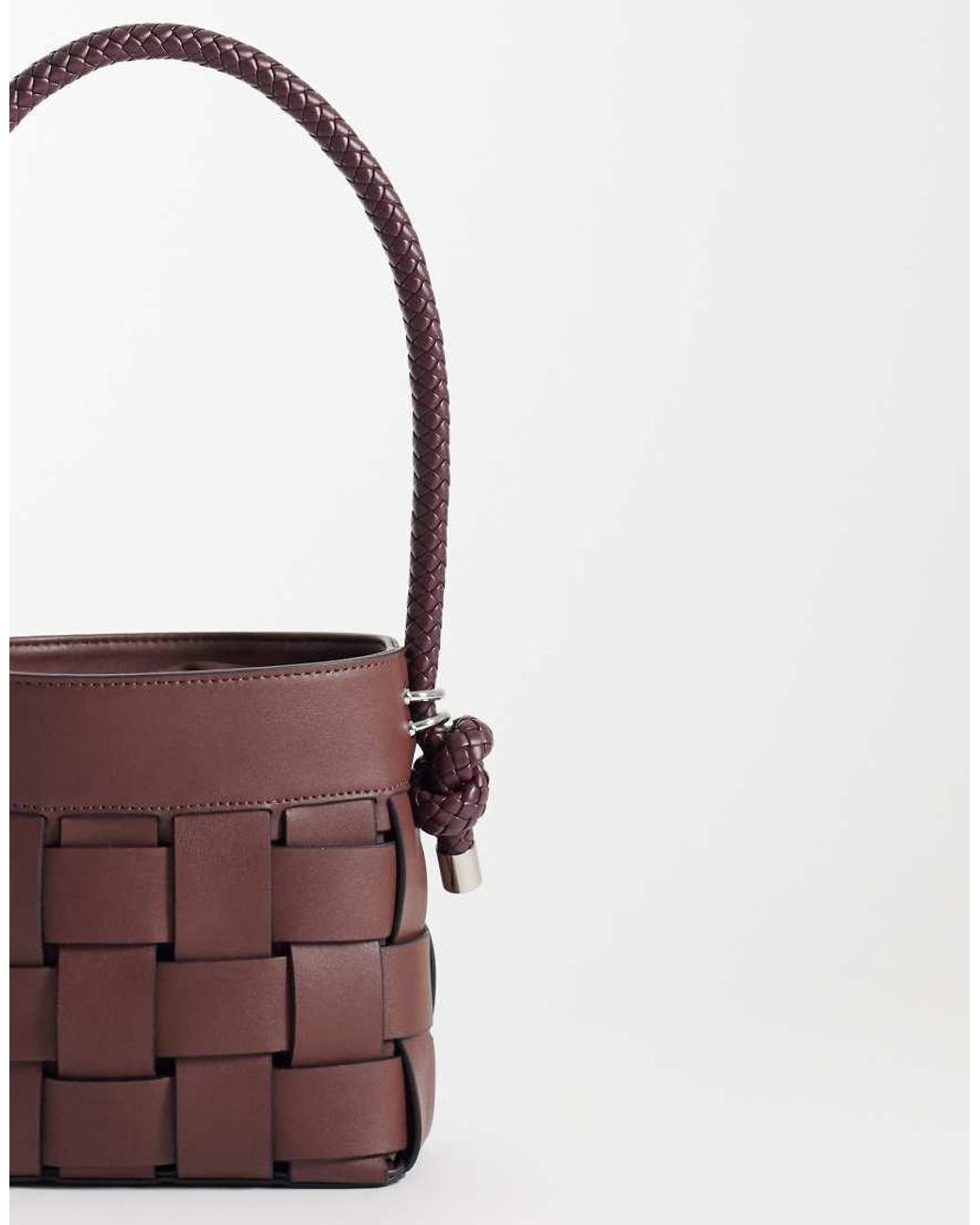 ASOS White Weave Bucket Shoulder Bag