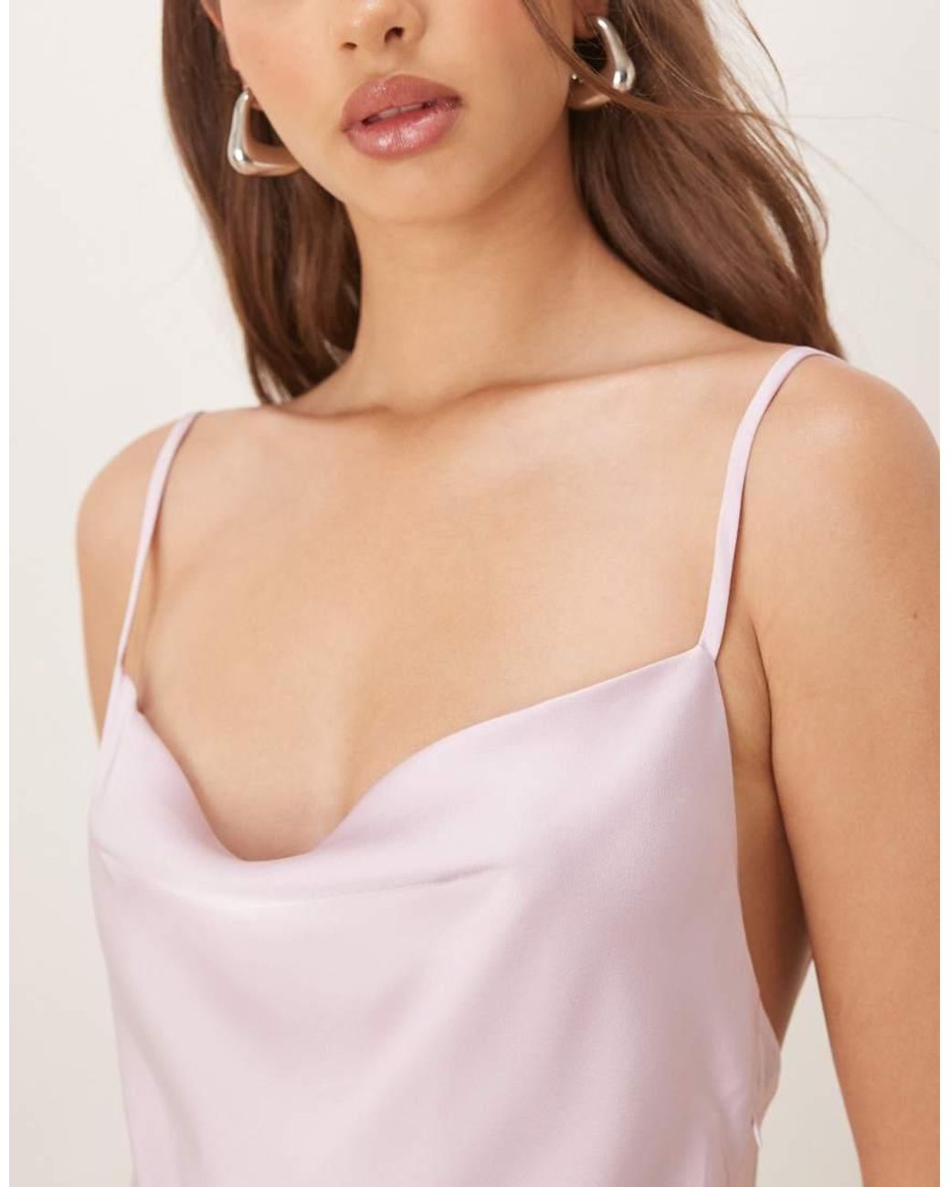 Vila Purple Satin Cowl Neck Maxi Dress