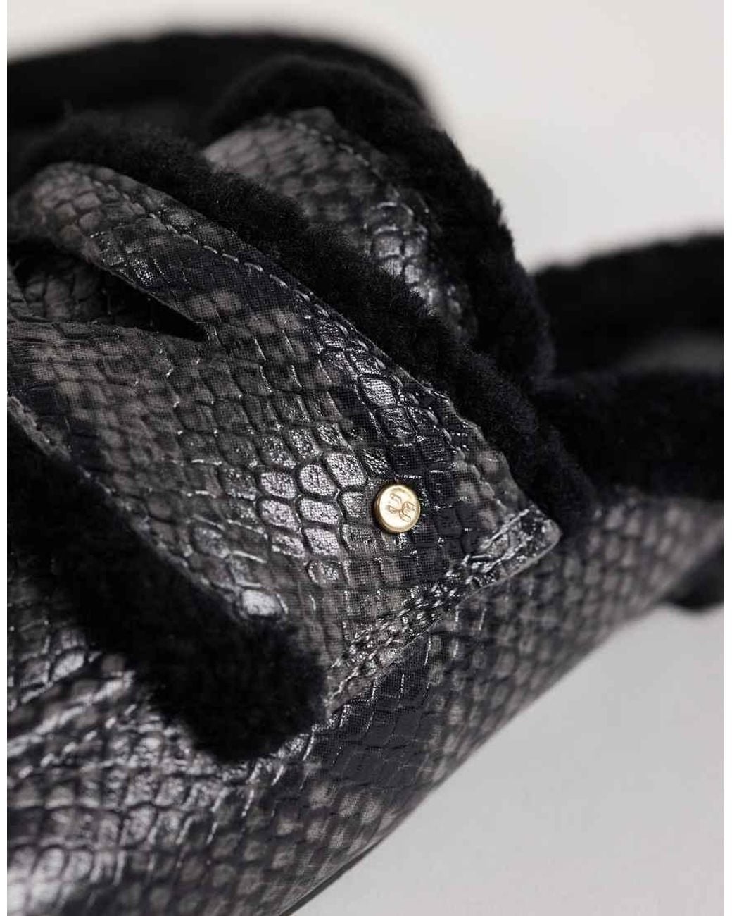 Bronx Black Jaxx-ie Slip On Furry Mules