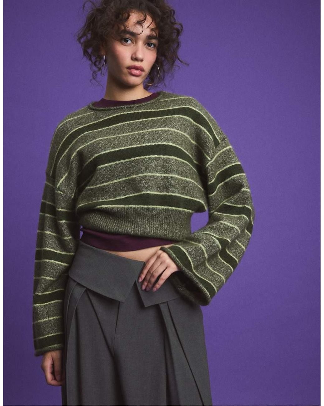 Stradivarius Purple Soft Knit Waistband Jumper