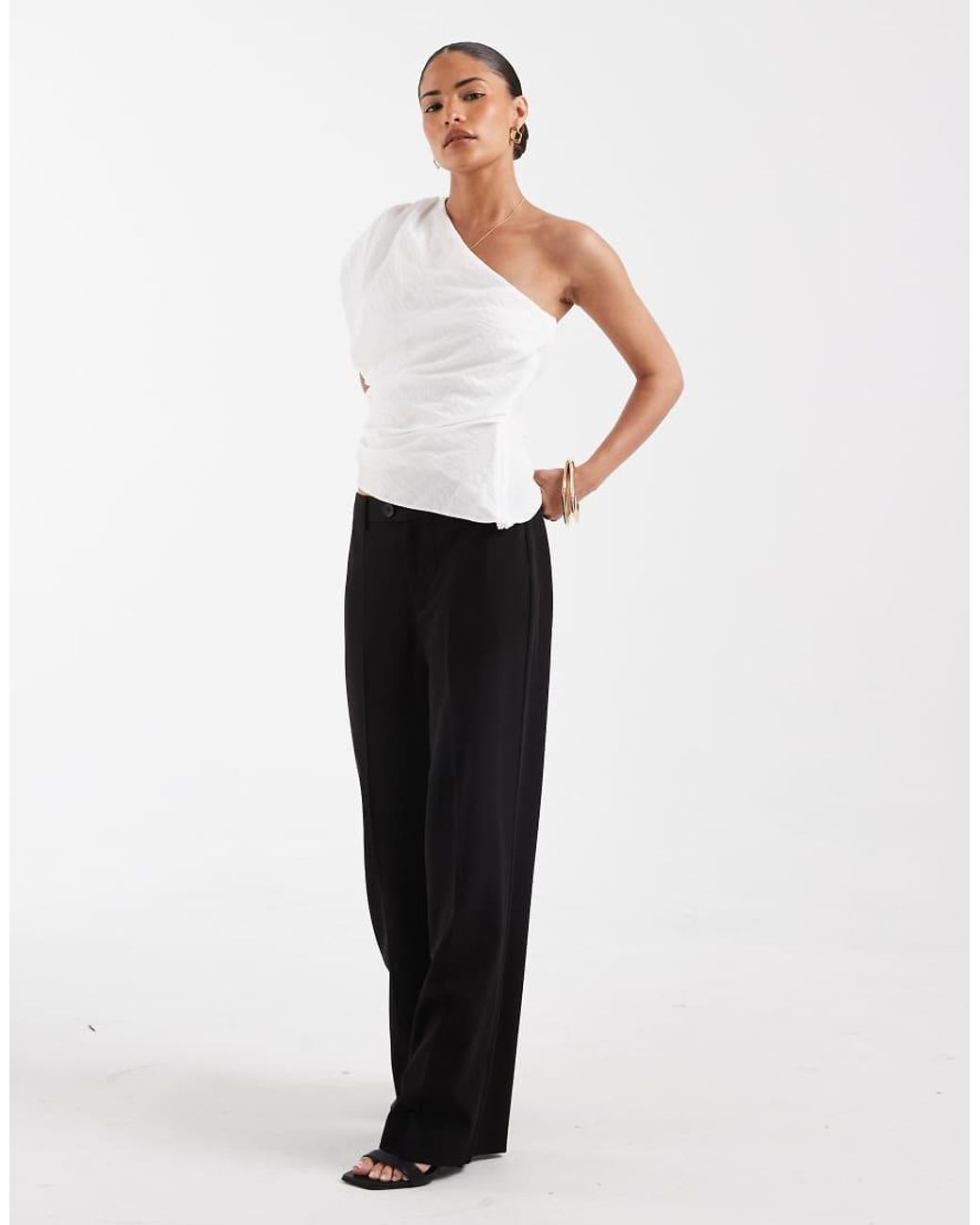 Vero Moda Black Straight Smart Trouser With Crease Front