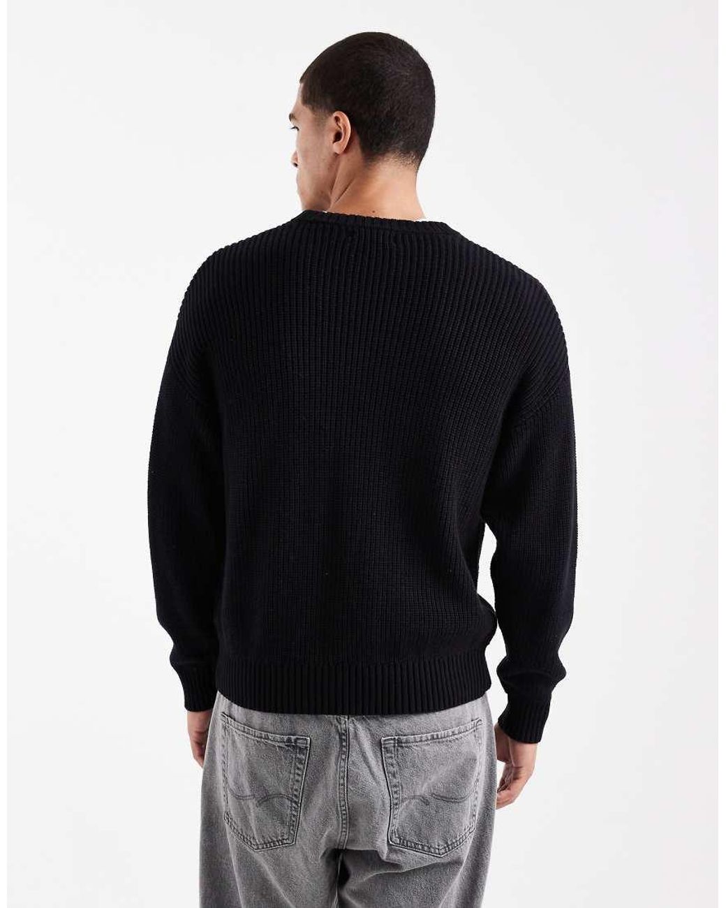 Cotton On Black Box Fit Crew Knit for men