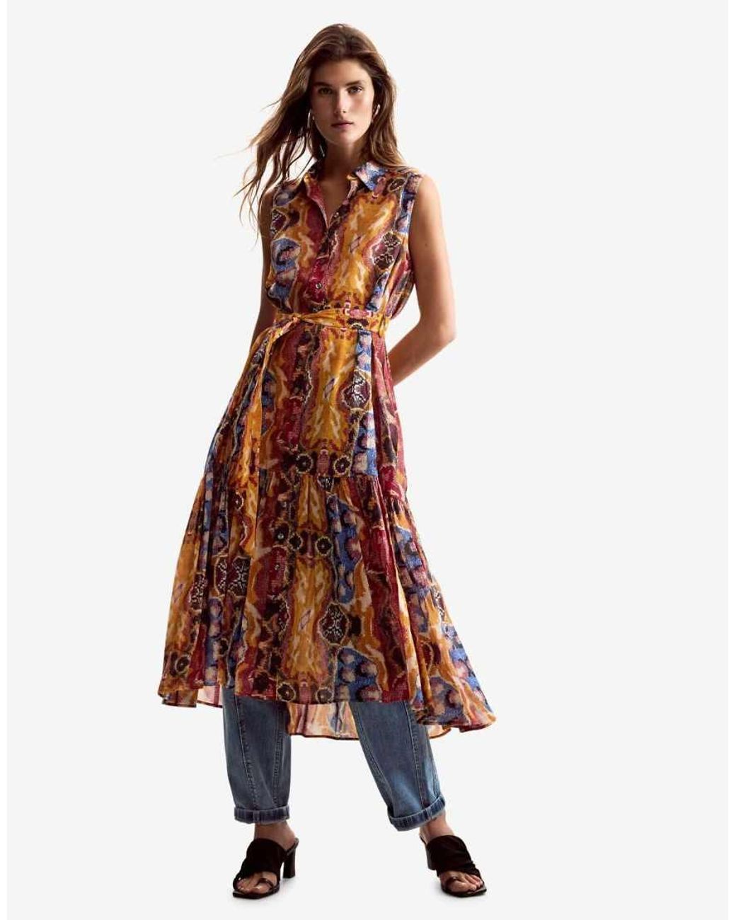 Desigual Natural Printed Dress Designed By Mr. Christian Lacroix