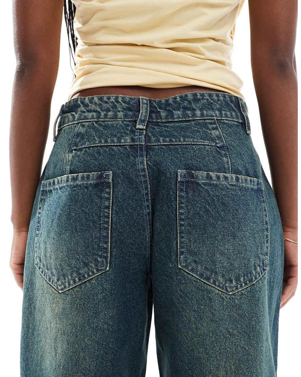 Daisy Street Blue Low Rise Barrel Jeans