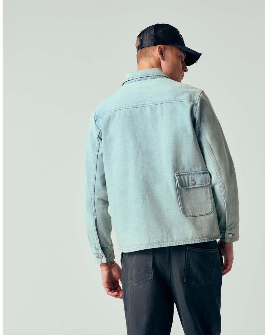 Pompeii UK Blue Pompeii Denim Button Up Chore Jacket for men