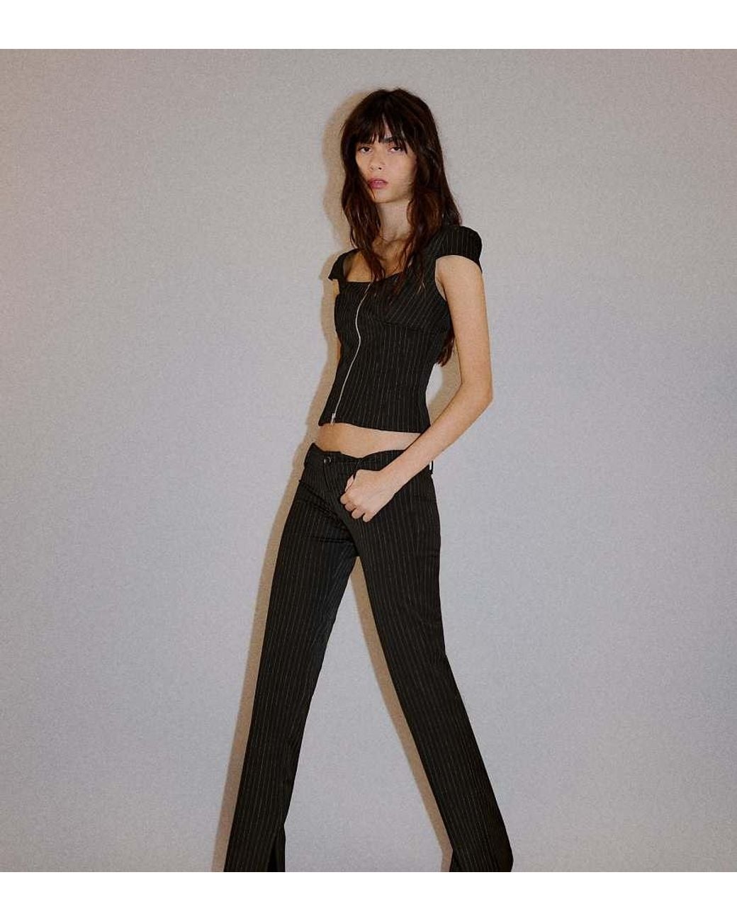 Bershka Multicolor Tall Slim Fit Low-rise Trousers