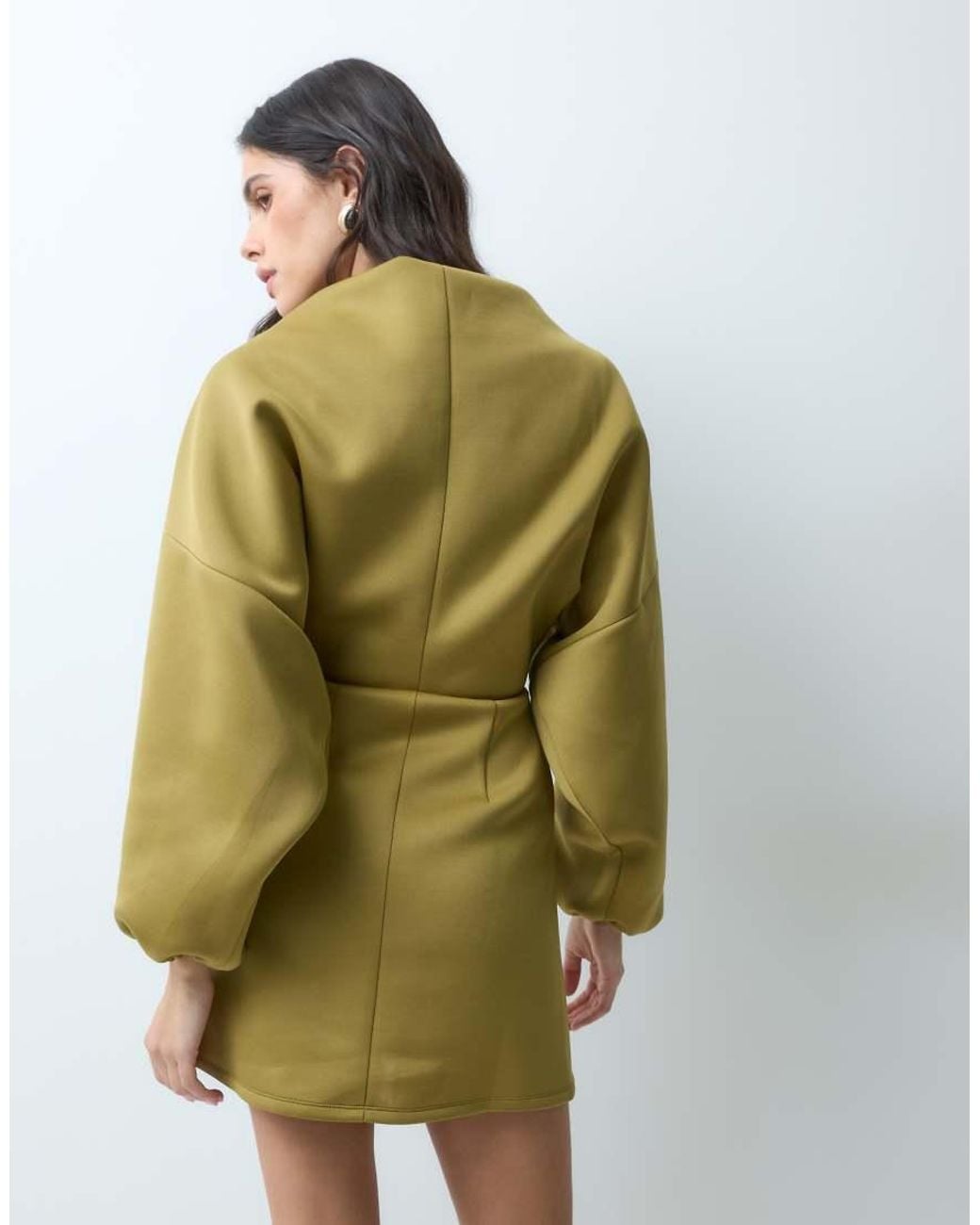 ASOS Green Balloon Sleeve Mini Dress