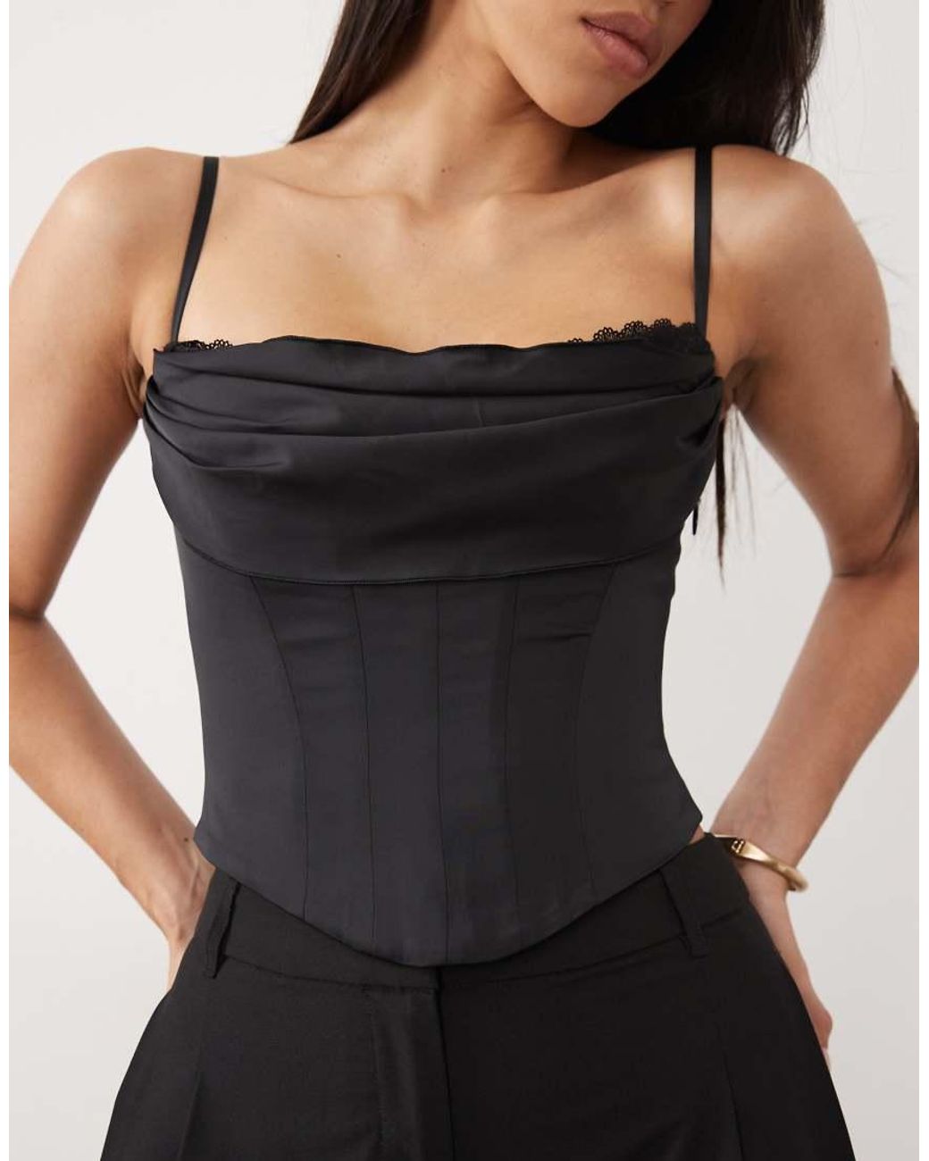 Oh Polly Natural Satin Corset Top