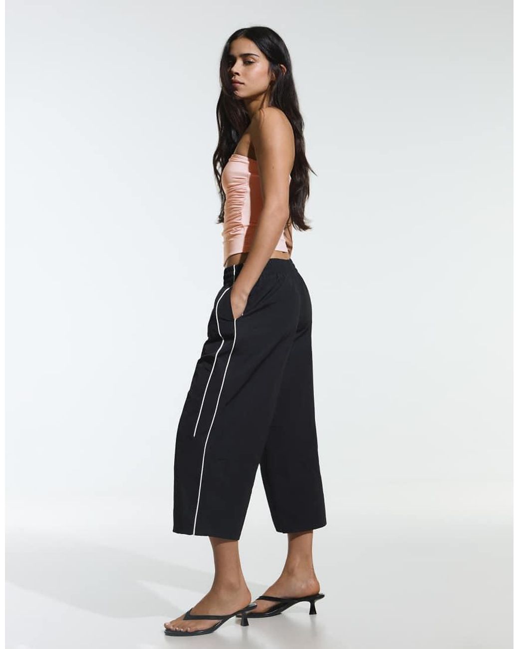 Bershka Pink Ruched Bandeau Top