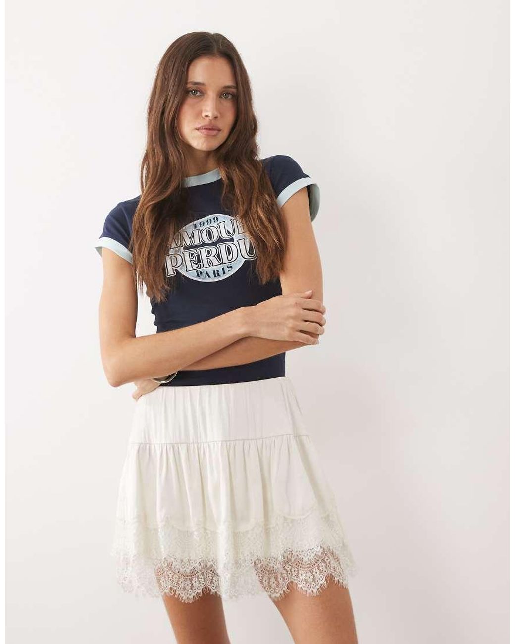 Abercrombie & Fitch White Boho Ruffle Rara Skirt With Built