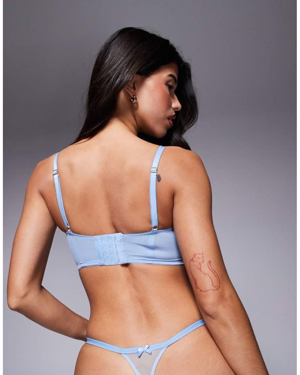 Boux Avenue Blue Beau Longline Bra With All Over Embroidery