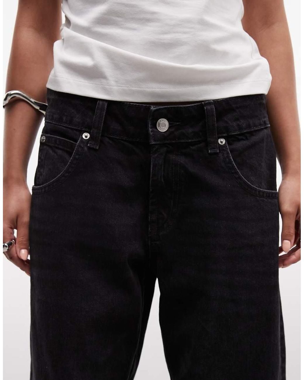 ASOS Black Asos Design Petite Low Rise Baggy Jeans