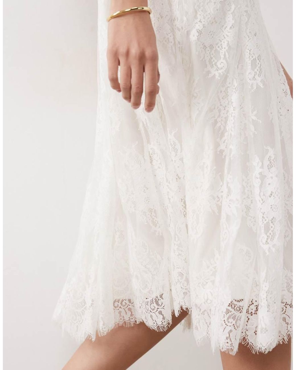 Abercrombie & Fitch White All Over Lace Midi Skirt