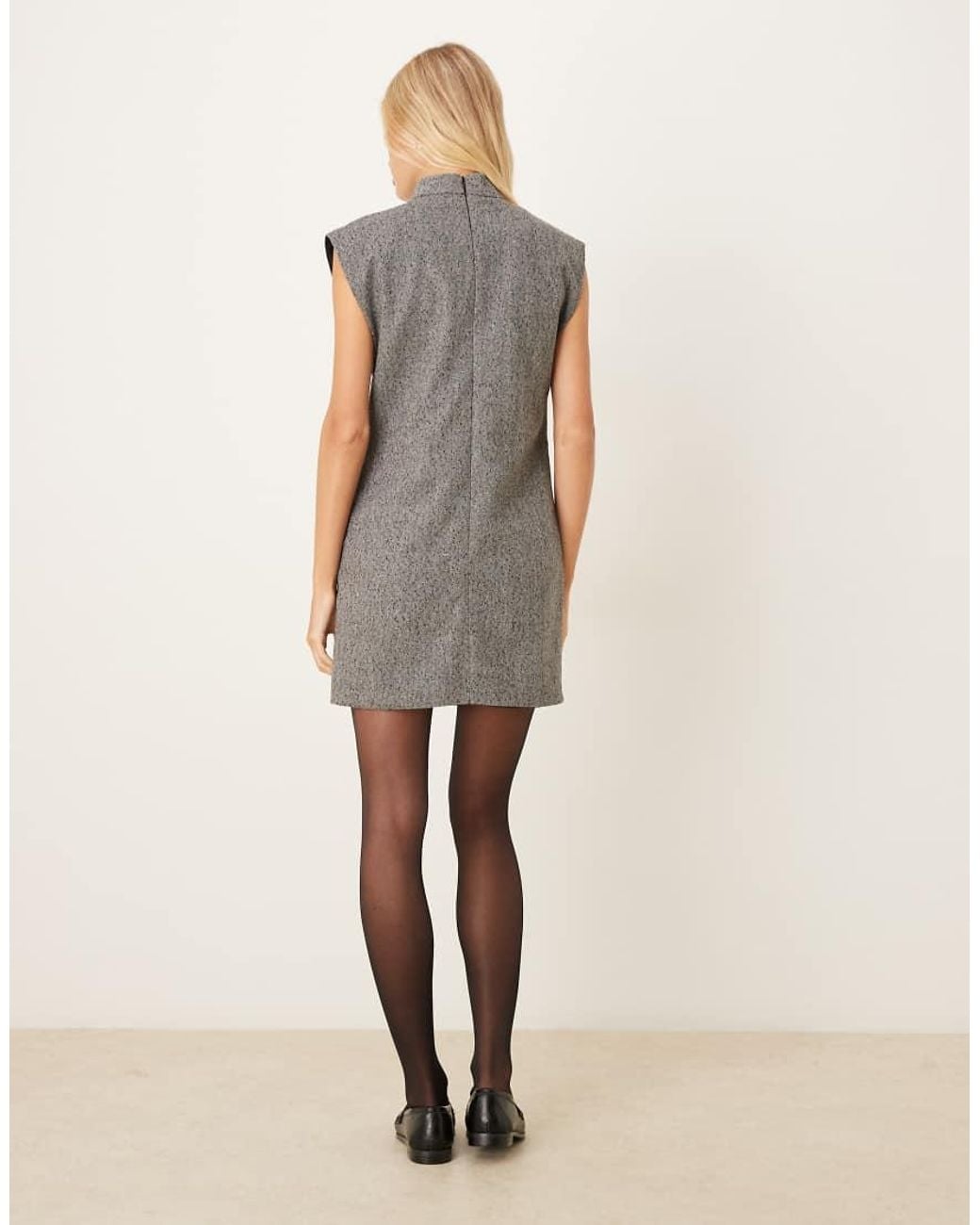 ASOS Gray High Neck Sleeveless Mini Dress