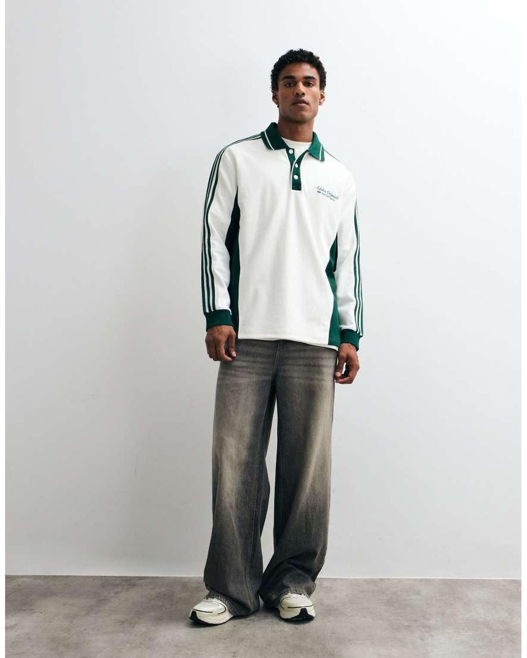 Adidas Originals Gray Sport Club Long Sleeve Polo for men