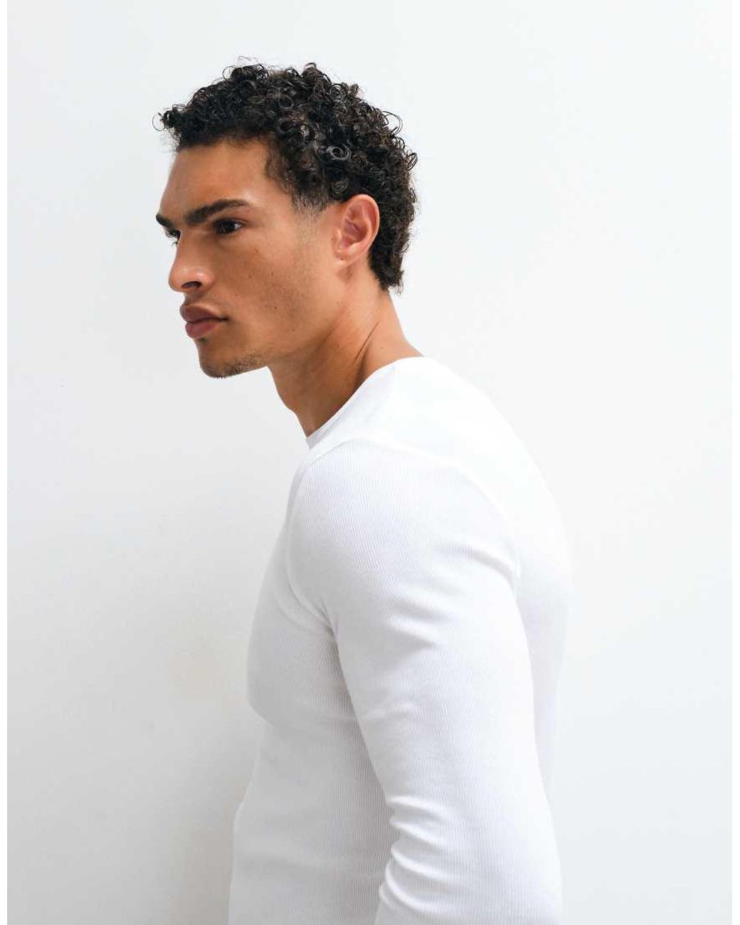 ASOS White Essentials Muscle Fit Long Sleeve T-shirt for men