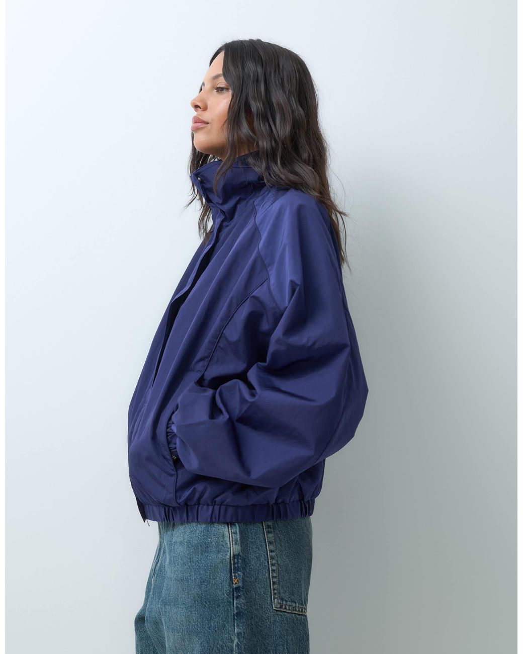 ARKET Blue Funnel-Neck Nylon Jacket