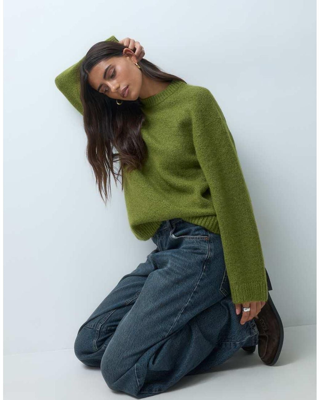 Gina Tricot Green Crew Neck Knitted Sweater