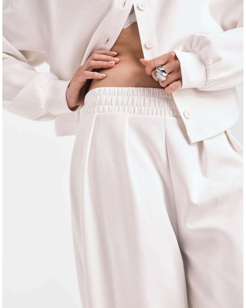 ASOS White Interlock Super Wide Leg Trouser