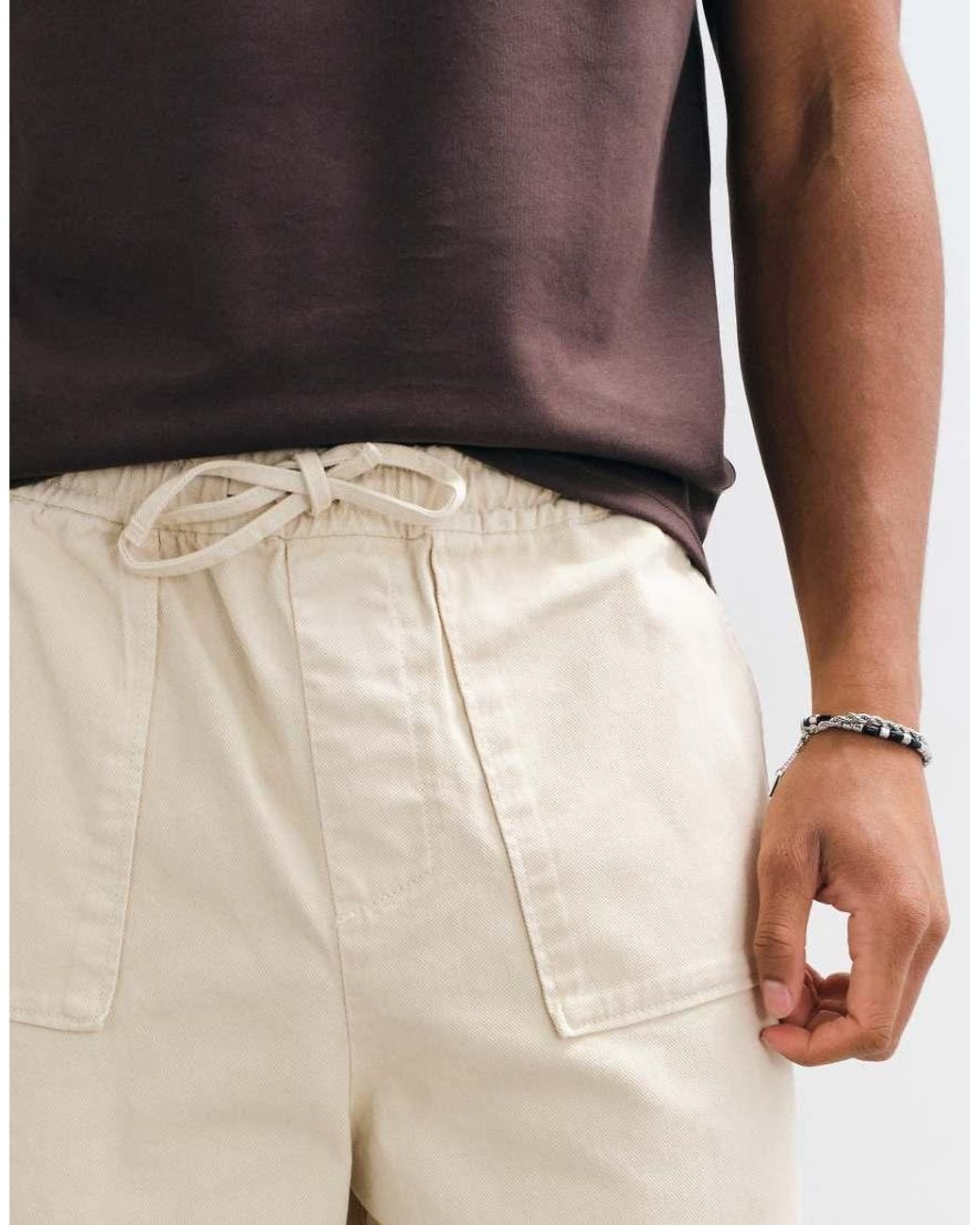 ASOS Natural Relaxed Tapered Trouser With Fatigue Pockets for men
